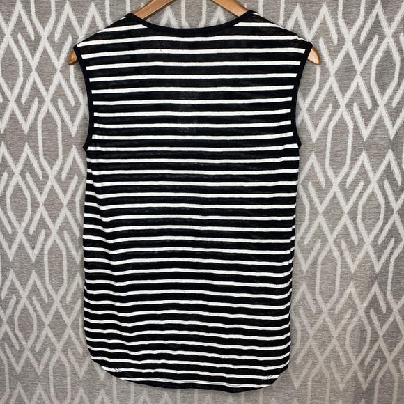 Banana Republic Sleeveless Linen Tunic Shirt Black & White Stripe Size: XS NWT - Picture 2 of 3